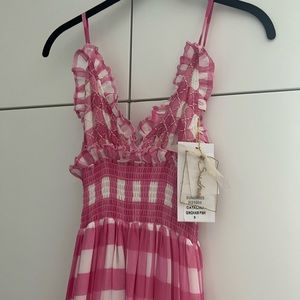 Sundress Catalina Gingham pink maxi new with tags S
